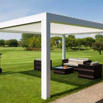 Sun protection in the garden, gazebo with adjustable blinds, 3m x 3m x 2.5 m Louvre Pergola LED - free-standing / automatic (white)