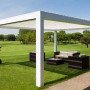 Aluminium pergola 4 m x 4 m x 2,5 m pergola LED - achtergrondverlichting-vrijstaand / automatisch (Wit)