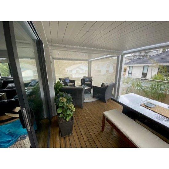 Commandez Pergola aluminium 4 m x 4 m x 2,5 m Pergola LED rétro-éclairage-autoportante / automatique (blanc) aux prix d'usine