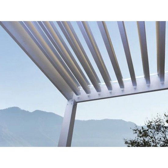 Commandez Pergola aluminium 4 m x 4 m x 2,5 m Pergola LED rétro-éclairage-autoportante / automatique (blanc) aux prix d'usine