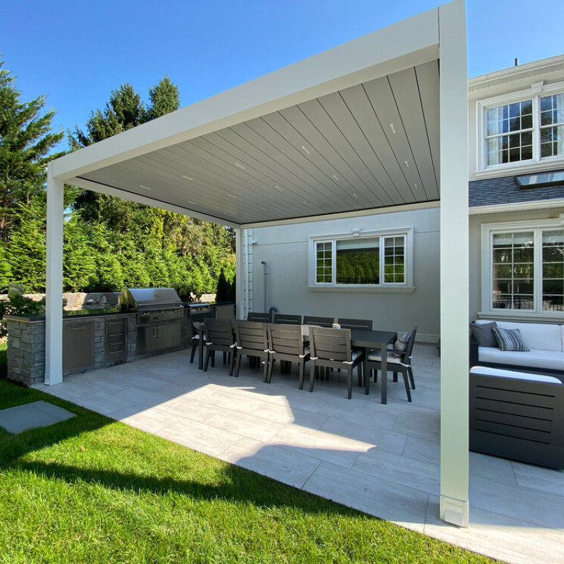 Commandez Protection solaire dans le jardin, gazebo avec stores réglables, 3 m x 3 m x 2,5 m Louvre Pergola LED - autoportante / automatique (blanc) aux prix d'usine