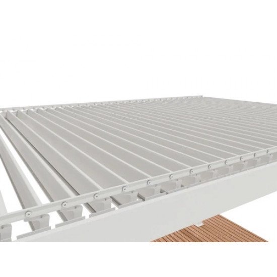 Замовити Солнезащита в саду, альтанка з регульованими жалюзями, 3 м x 3 м x 2,5 м Лувр Pergola LED-окремо стоїть / автоматична (Біла) за цінами від виробника