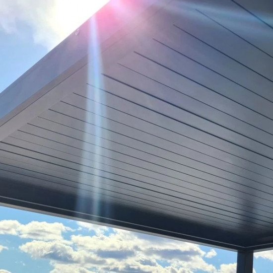 Zamów Zmotoryzowana aluminiowa pergola na każdą pogodę, pergola 4m x 3m x 2,5m Louvre Pergola LED - wolnostojąca zmotoryzowana (grafit/szary) po cenach fabrycznych