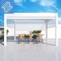 Pergola 3m x 3m x 2.5m Pergola LED - autoportante motorisée, blanche, pavillon, terrasse, patio