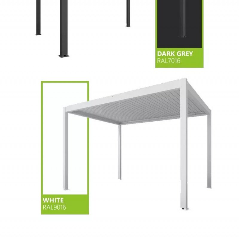 Fabryka do produkcji pergola po cenach producenta Zamów Pergola bioklimatyczna 4M x 3m x 2,5 M wolnostojąca, Pergola LED / automatyczna, Biała, ochrona przed słońcem i deszczem po cenach fabrycznych