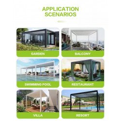 Pergola bioclimática 4 m x 3 m x 2,5 m independiente, Pergola LED / automático, blanco, protección solar y lluvia