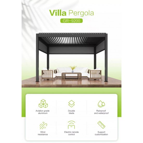 Заказать Биоклиматическая пергола 4 м x 3 м x 2,5 м отдельно стоящая, Pergola LED  / автоматическая, белая, защита от солнца и дождя оптом и в розницу