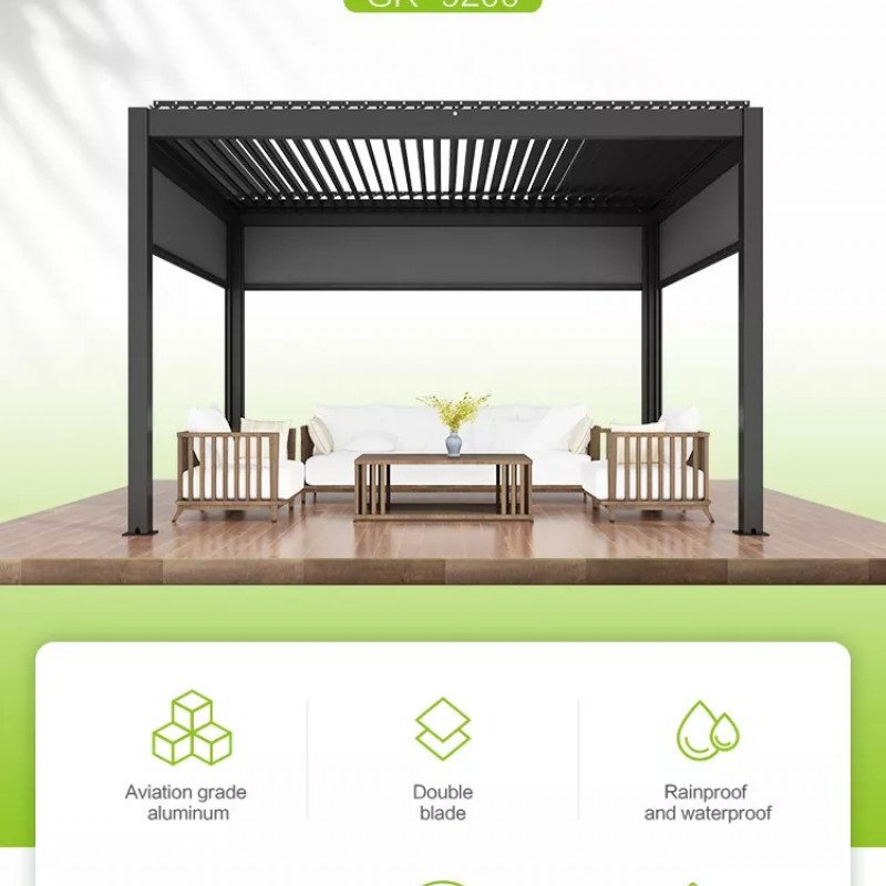 Fabryka do produkcji pergola po cenach producenta Zamów Pergola bioklimatyczna 4M x 3m x 2,5 M wolnostojąca, Pergola LED / automatyczna, Biała, ochrona przed słońcem i deszczem po cenach fabrycznych