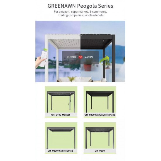 Заказать Биоклиматическая пергола 4 м x 3 м x 2,5 м отдельно стоящая, Pergola LED  / автоматическая, белая, защита от солнца и дождя оптом и в розницу