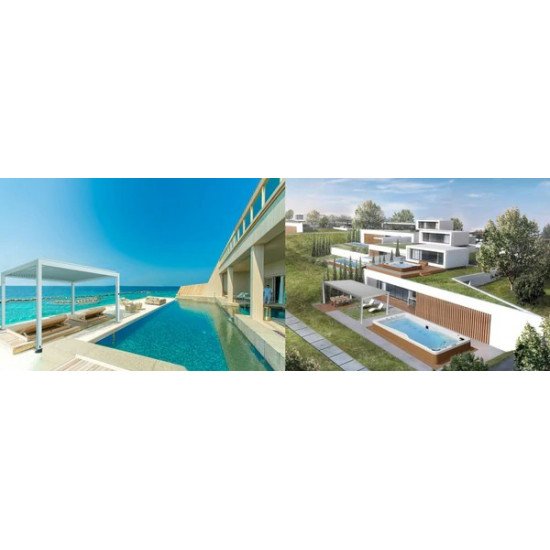 Замовити Солнезащита в саду, альтанка з регульованими жалюзями, 3 м x 3 м x 2,5 м Лувр Pergola LED-окремо стоїть / автоматична (Біла) за цінами від виробника