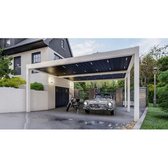 Замовити Солнезащита в саду, альтанка з регульованими жалюзями, 3 м x 3 м x 2,5 м Лувр Pergola LED-окремо стоїть / автоматична (Біла) за цінами від виробника