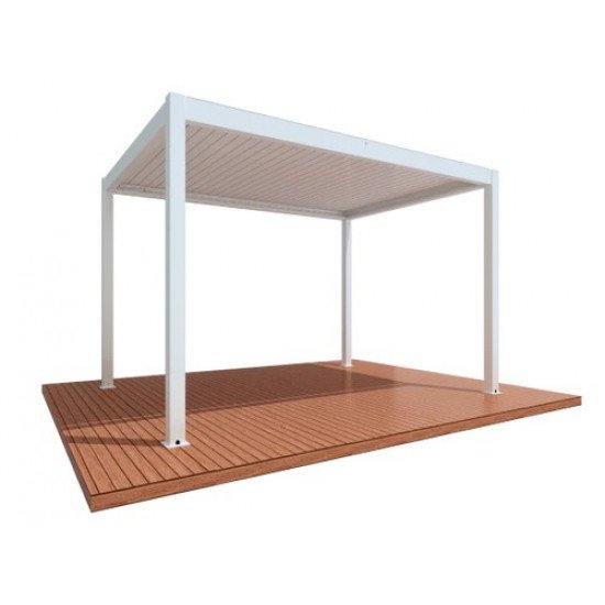 Замовити Солнезащита в саду, альтанка з регульованими жалюзями, 3 м x 3 м x 2,5 м Лувр Pergola LED-окремо стоїть / автоматична (Біла) за цінами від виробника