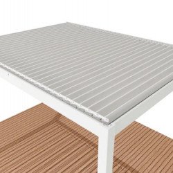 Protetor solar no jardim, gazebo com persianas ajustáveis, 3m x 3m x 2.5 m Louvre Pergola LED - autoportante / automático (branco)