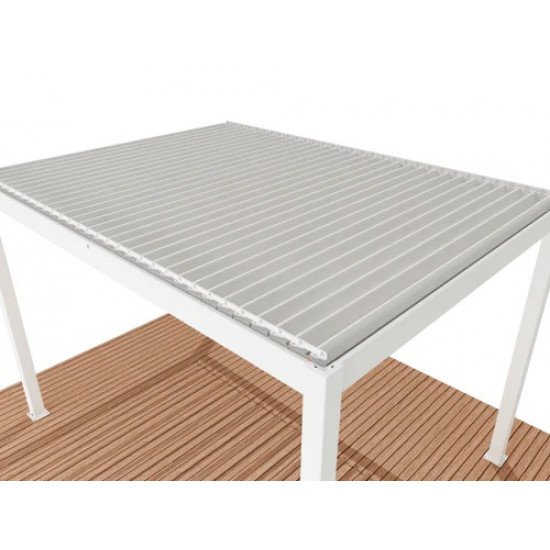 Замовити Солнезащита в саду, альтанка з регульованими жалюзями, 3 м x 3 м x 2,5 м Лувр Pergola LED-окремо стоїть / автоматична (Біла) за цінами від виробника