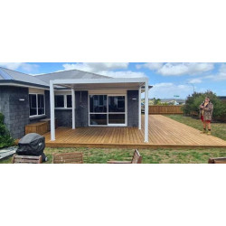 Aluminum pergola 4 m x 4 m x 2.5 m Pergola LED backlight - free-standing / automatic (white)