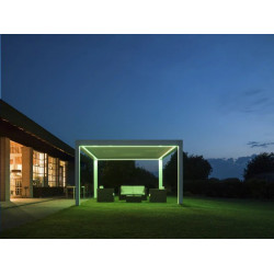 Sonnenschutz im Garten, Pavillon mit verstellbaren Jalousien, 3 m x 3 m x 2,5 m Louvre Pergola LED - freistehend / automatisch (weiß) Sonnenschutz im Garten, Pavillon mit verstellbaren Jalousien, 3 m x 3 m x 2,5 m Louvre Pergola LED - freistehend / automatisch (weiß)