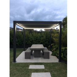 Vrijstaande pergola 3mx3mx2. 5m Louvre Pergola LED-automatisch, grafiet / grijs Vrijstaande pergola 3mx3mx2. 5m Louvre Pergola LED-automatisch, grafiet / grijs
