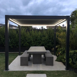 Pérgola independiente 3mx3mx2. 5m Louvre Pergola LED-automático, grafito / gris Pérgola independiente 3mx3mx2. 5m Louvre Pergola LED-automático, grafito / gris