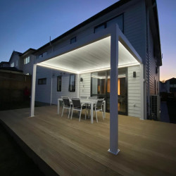 Aangrenzende pergola 4 m x 3 m x 2,5 m Pergola LED-automatisch (grafiet / grijs) Aangrenzende pergola 4 m x 3 m x 2,5 m Pergola LED-automatisch (grafiet / grijs)