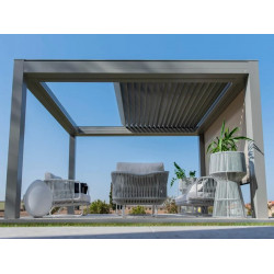 Toit à persiennes, gazebo ouvert et fermé, gazebo bioclimatique moderne Pergola 4 m x 4 m x 2,5 m LED-autoportante / automatique (graphite / gris) Toit à persiennes, gazebo ouvert et fermé, gazebo bioclimatique moderne Pergola 4 m x 4 m x 2,5 m LED-autoportante / automatique (graphite / gris)