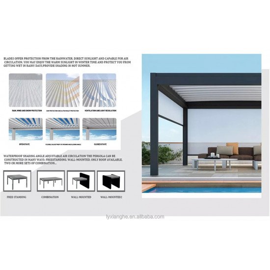 Zamów Wolnostojąca pergola z napędem, biała, z obrotowymi listwami 4m x 3m x 2,5m Żaluzje Pergola LED po cenach fabrycznych