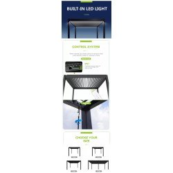 Bioklimatische Pergola 6m x 4m x 2.5m Louvre Pergola LED - freistehend, automatisch, Graphit / Grau