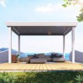 Zamów Wolnostojąca pergola z napędem, biała, z obrotowymi listwami 4m x 3m x 2,5m Żaluzje Pergola LED po cenach fabrycznych