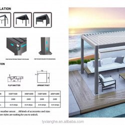 Pergola autoportante motorizada, branco, slats giratórios 4m x 3m x 2.5 m Louvers Pergola LED