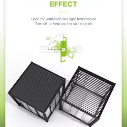 Motorizado Persianas pérgola 4m x 3m x 2.5 m Louvers pérgola LED-montado na parede, elétrico, grafite / cinza