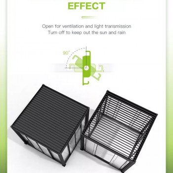 Моторизованный жалюзи Пергола 4м x 3м x 2.5м Louvers Pergola LED - Пристенная
