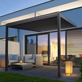 Моторизованный жалюзи Пергола 4м x 3м x 2.5м Louvers Pergola LED - Пристенная