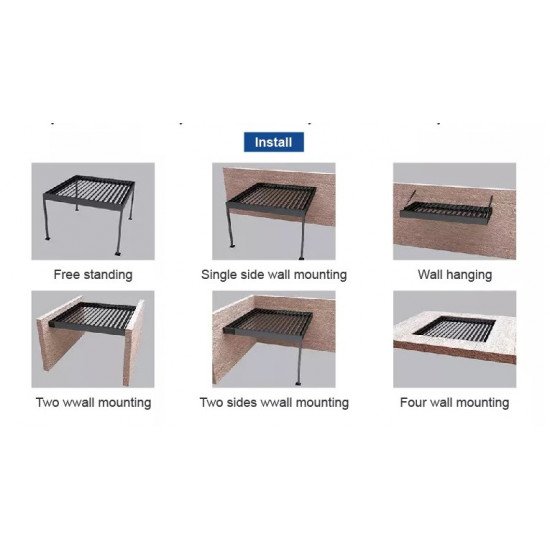 Замовити Моторизований жалюзі Пергола 4м x 3м x 2.5 м louvers Pergola LED-пристінна, електричний, графітовий / Сірий за цінами від виробника