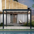 Замовити Моторизований жалюзі Пергола 4м x 3м x 2.5 м louvers Pergola LED-пристінна, електричний, графітовий / Сірий за цінами від виробника