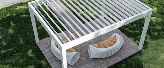 Una pérgola bioclimática es un sistema de protección formado por elementos resistentes al clima. Según equipamiento - Protege del sol, viento y lluvia Diseño moderno y elegante y la operación más cómoda.