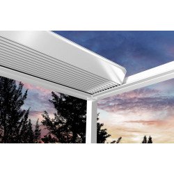 Pérgola de ángulo abierto, protección contra la lluvia y el sol 8m x 3M Pergola LED-motorizado (Negro)