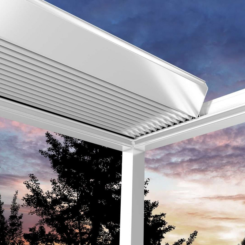 Usine de production de pergola à prix producteurs Commandez Pergola avec angle ouvert, protection de la pluie et du soleil 8m x 3m Pergola LED - motorisée (Noir) aux prix d'usine
