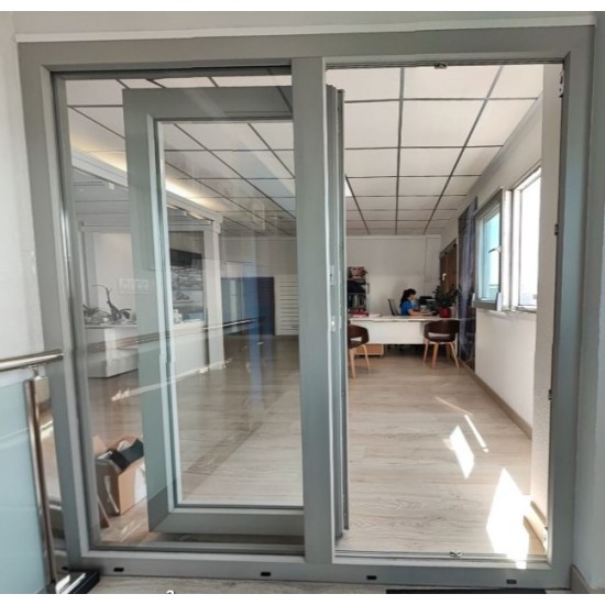 Buy Lifting and sliding doors PVC 1985x2050 mm with profile Imitation of Concrete Greta®Fenster Salamander, Bluevolution 82 at Factory Prices