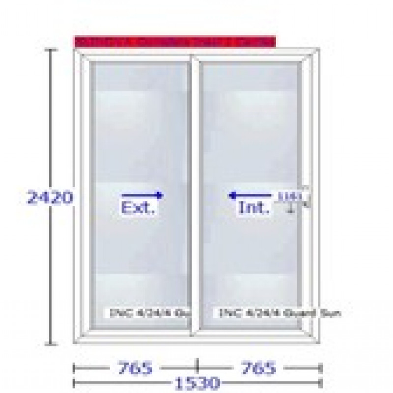 Encomende Porta de correr para terraço PVC 2420 x 1530, Rehau, com persiana de segurança, vidro duplo 4/24/4 guardian sun com revestimento protetor 2 em 1 a preços de fábrica