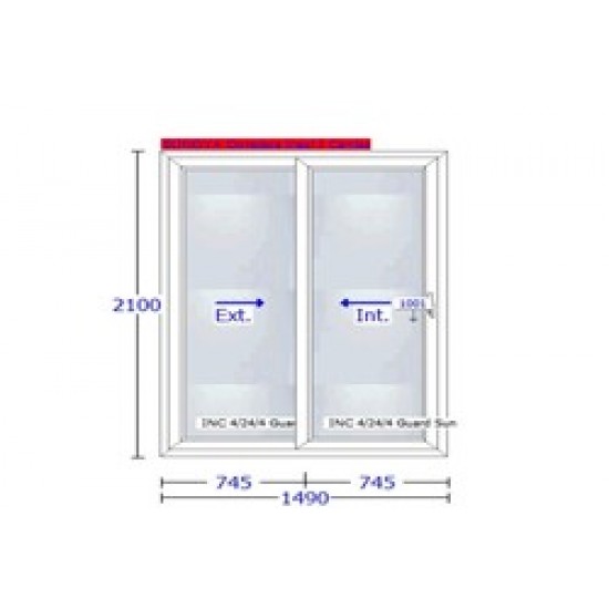 Buy Sliding patio door PVC 2100 x 1490, Rehau, with a security roller shutter, warm glass unit 4/24/4 guardian sun with a 2-in-1 protective coating at Factory Prices