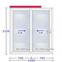 Porta de correr para terraço PVC 2100 x 1490, Rehau, com persiana de segurança, vidro duplo 4/24/4 guardian sun com revestimento protetor 2 em 1