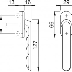 Aluminum window handle for folding windows Luxembourg
