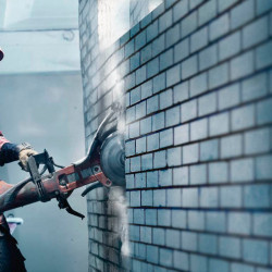 Cutting main grooves in brick, linear meter