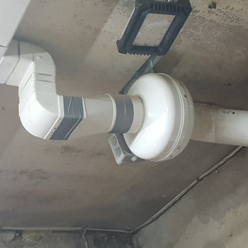 Installation of round duct fan, unit.