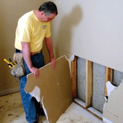 Dismantling of gypsum partitions, m²