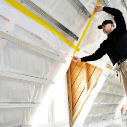 Installation d'un pare-vapeur sous plaque de plâtre sur les murs, m²