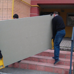 Carrying drywall, floor