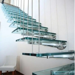 frameless staircase with glass railings