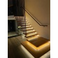 Buy Modern simple design with hidden beam, wooden staircase, L-shaped straight staircase, glass railing, modern floating staircase, glass staircase at Factory Prices