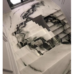 Chinese panda white marble step tile for stairs, m2
