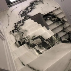 Chinese panda white marble step tile for stairs, m2